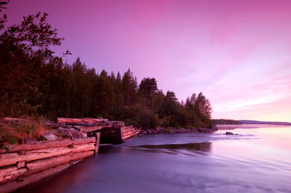 Purple landscape of nature at Lake — Stock Photo, Image