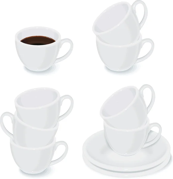 Набір білих чашок — стоковий вектор