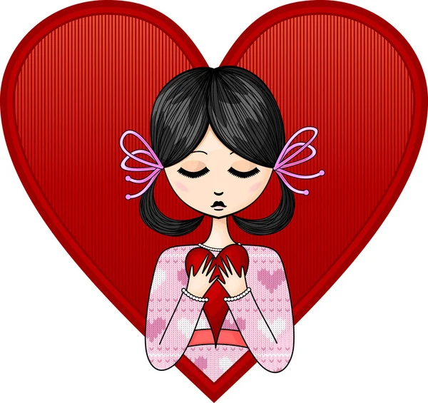 Девушка с сердцем — стоковый вектор