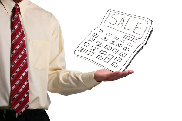 Hombre sosteniendo una calculadora —  Fotos de Stock