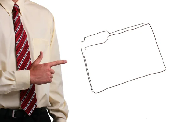 Man pointing at a folder — Stock Photo, Image