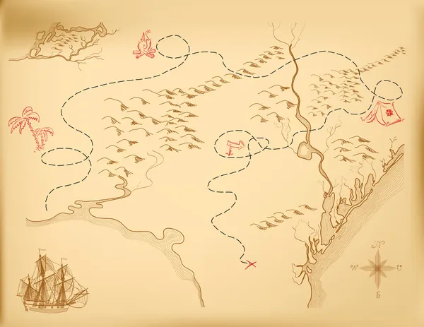 ベクトル古い地図 — ストックベクタ