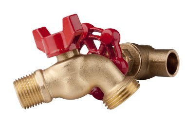 Brass Technical faucet with a shut-off valve and the ability to connect the hose to it for irrigation clipart