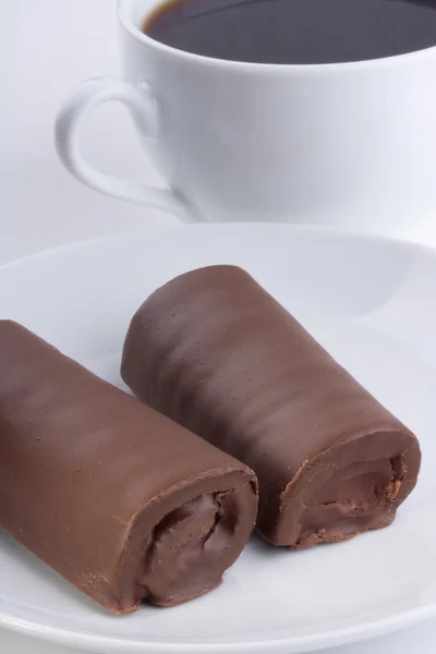 Шоколадно Катаний Торт Начинкою Легка Їжа — стокове фото