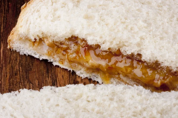 Süßes Sandwich Mit Erdnussbutter Und Marmelade — Stockfoto