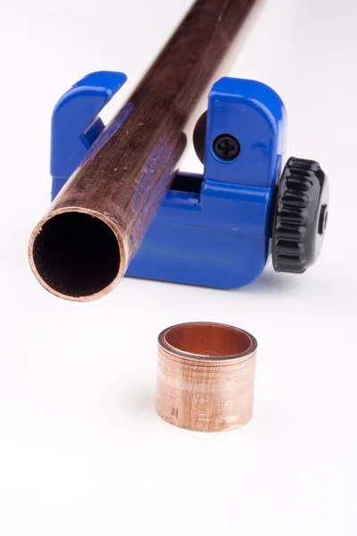 Dispositivo Especial Para Cortar Tubos Água Azul — Fotografia de Stock
