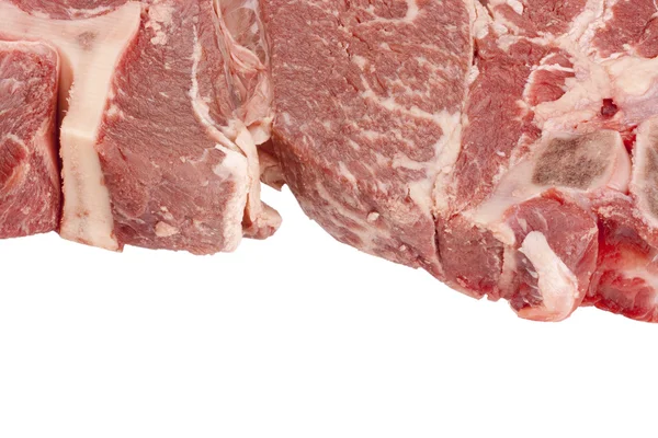 在白色背景上的原料肉一大块 — 图库照片