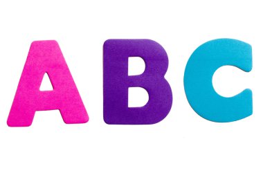 A set of alphabet letters in the form of stickers on a white background.