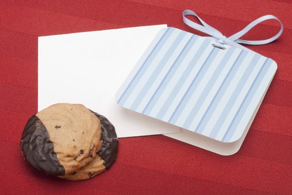 Cartão Saudação Com Pequeno Biscoito Para Papai Noel — Fotografia de Stock