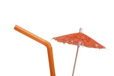 Paper umbrella and tubule to decorate the glasses with a cocktail. clipart