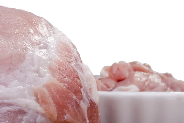 Kawałek Surowego Mięsa Przed Gotowaniem Środowisku Kuchnia — Zdjęcie stockowe
