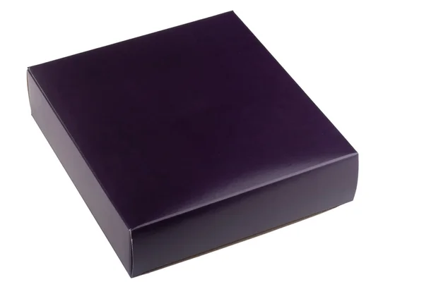 Emballage Carton Pour Cadeau Violet Foncé Sur Fond Blanc — Photo