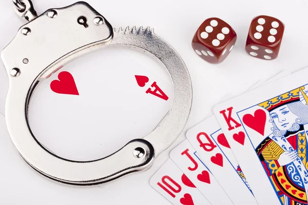 Handcuffs with things gaming — Stock Photo, Image