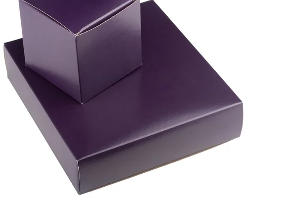 Cardboard Packaging Gift Dark Purple White Background — Stock Photo, Image