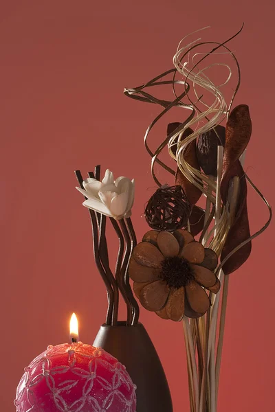 Vaso Decorativo Barro Com Ramos Especiais Para Fragrância — Fotografia de Stock