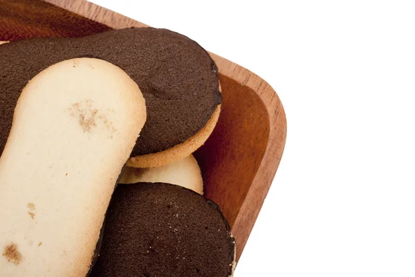 Pasta Biscotto Con Cioccolato Una Ciotola Legno — Foto Stock