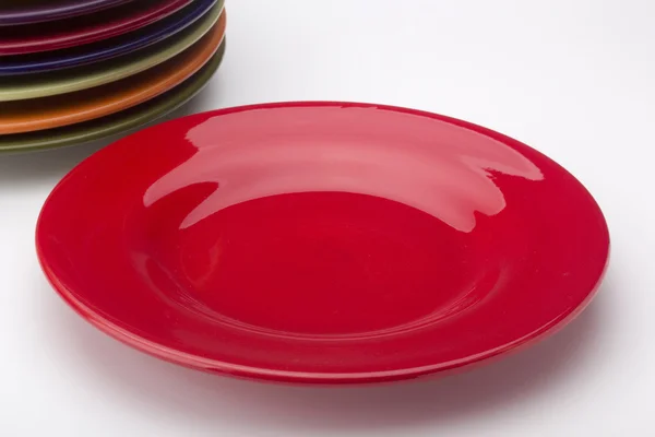 Plăci Ceramice Colorate Pentru Mâncărurile Principale — Fotografie, imagine de stoc