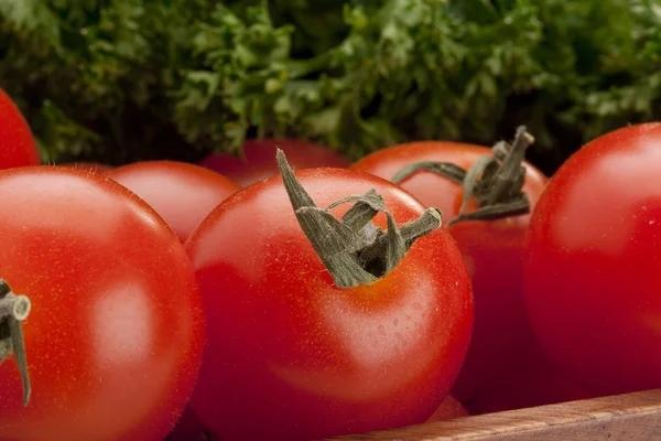 Små Röda Tomater För Tillagning Olika Delikatesser Och Dekorationer — Stockfoto