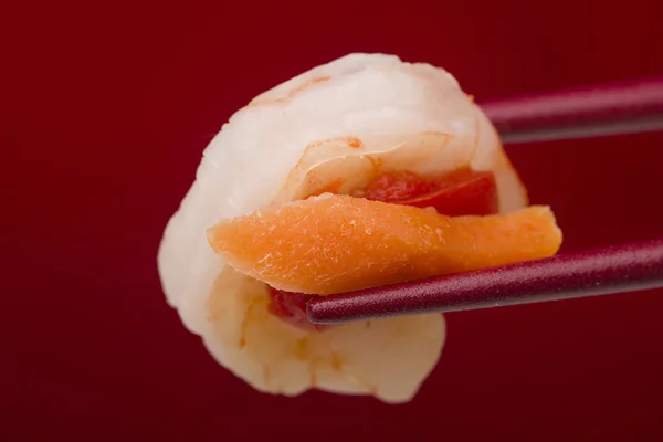 Shrimp in Chopsticks — Stock Photo, Image