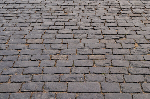 Fragment of old block pavement surface, Red Square in Moscow, Russia