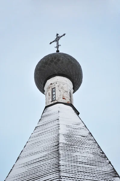 Kupola Ősi Egyház Télen Ferapontovo Village Oroszország — Stock Fotó