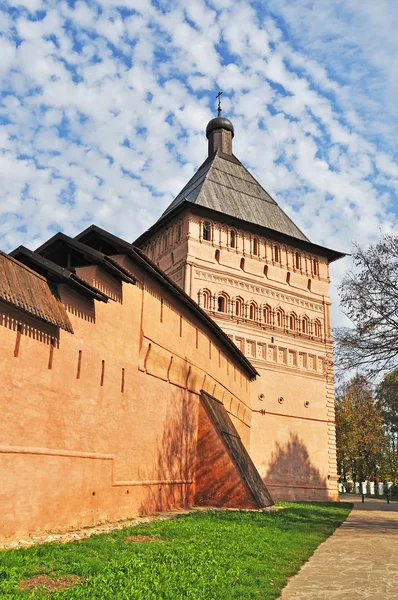 Proezdnaya Věž Stěna Středověké Spaso Evfimevsky Kláštera Suzdalu Zlatý Prsten — Stock fotografie