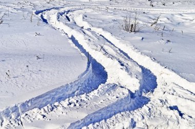 Track of lorry in snow clipart