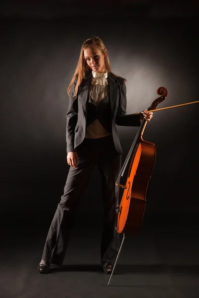 Classic Cello Girl Studio Isolated Shot — Stock Photo, Image