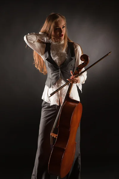 Girl with cello — Stock Photo, Image