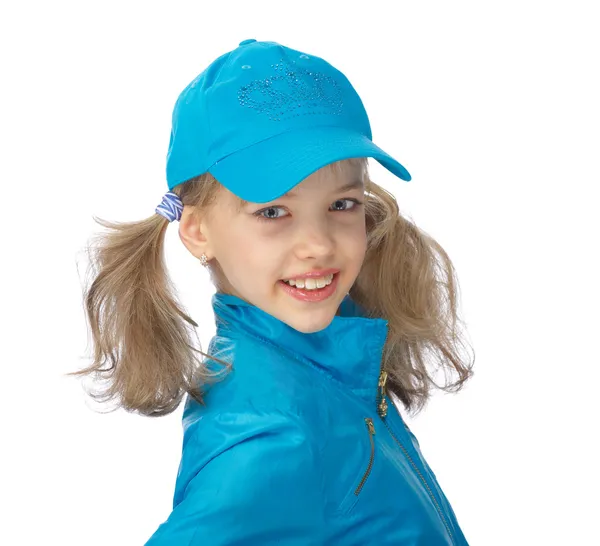 Yong Mädchen mit der blauen Mütze — Stockfoto