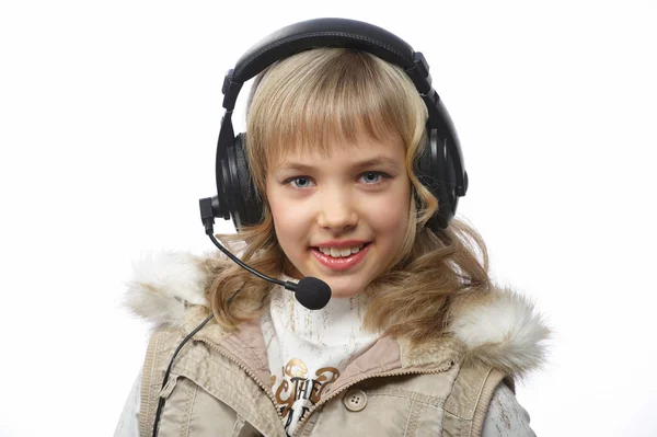 Ξανθιά έφηβη ακουστικά — Φωτογραφία Αρχείου