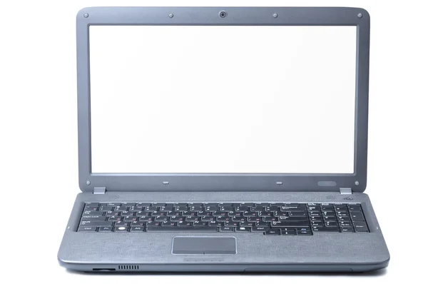 Moderner Laptop isoliert auf weiß. Bildschirm wird mit Clipping Pat abgeschnitten — Stockfoto
