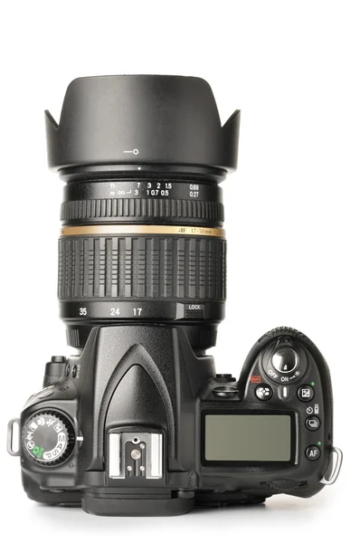 Vista superior de uma moderna câmera fotográfica dslr — Fotografia de Stock