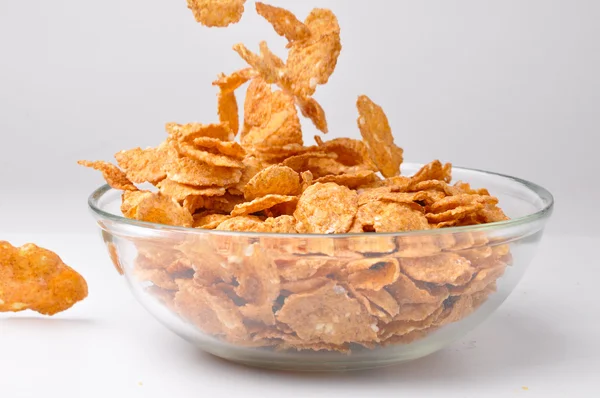 Closeup of a bowl with cereal flakes — Stock Photo, Image