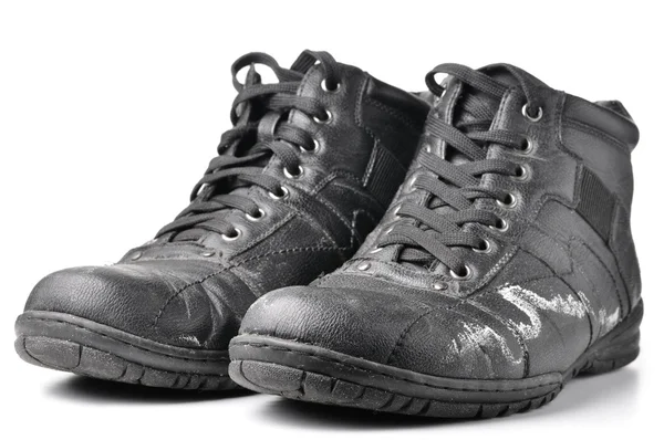 Winter boots damaged by reagents — Stock Photo, Image