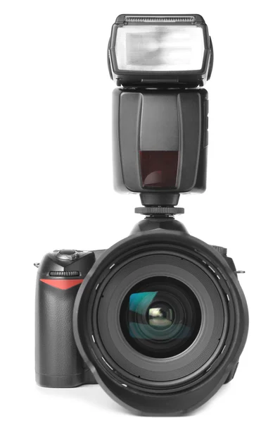 Photo Camera External Flash Attached — Stock Photo, Image