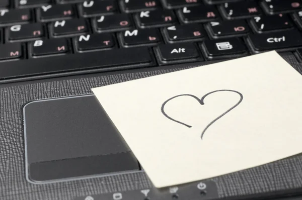 Heart Sticky Note Computer Keyboard — Stock Photo, Image