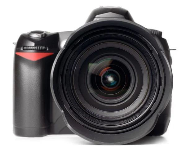 Professionele digitale fotocamera met enorme standart lens isolat — Stockfoto