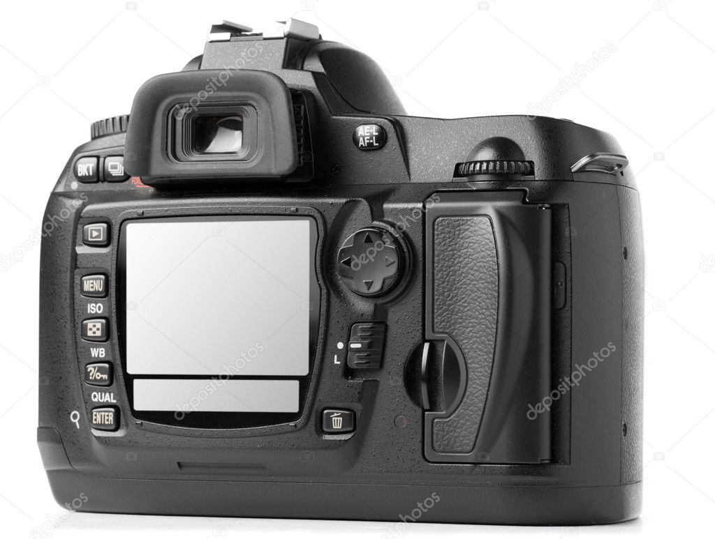 professional digital photo camera back isolated on white. Displays are cut with clipping path