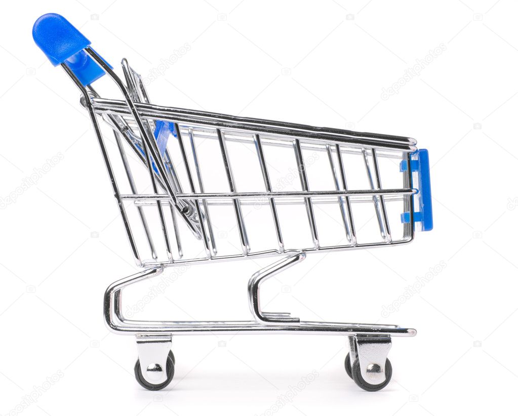 Side view of a shopping cart isolated on white — Stock Photo