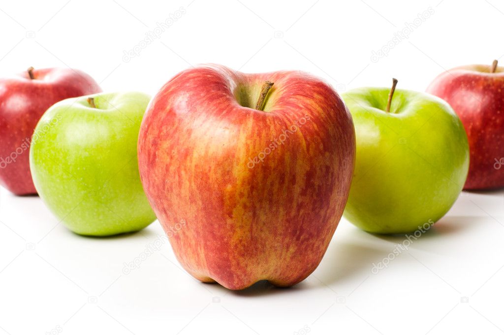 Set of different apples isolated on white