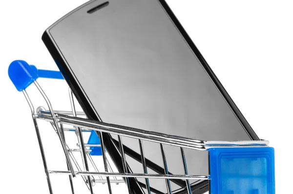 Phone in shopping cart — Stock Photo, Image