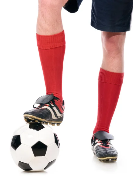 Pernas de jogador de futebol — Fotografia de Stock