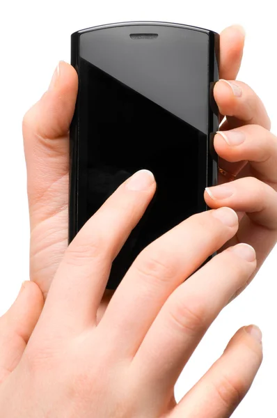 Usando o telefone móvel moderno — Fotografia de Stock
