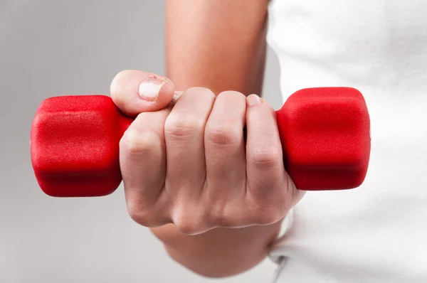 Red barbell — Stock Photo, Image