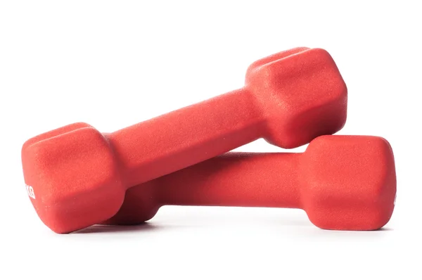 Two red barbells — Stock Photo, Image