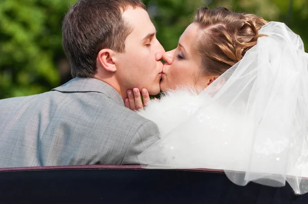 Pareja de boda se besa — Foto de Stock