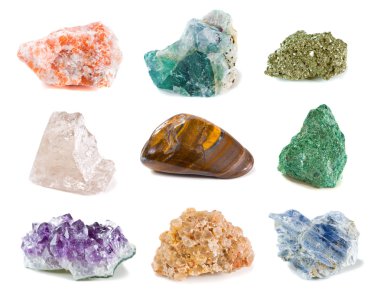 Mineral collection isolated on a white background clipart