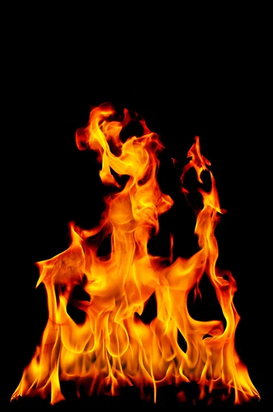 Brand Vlammen Zwarte Achtergrond — Stockfoto