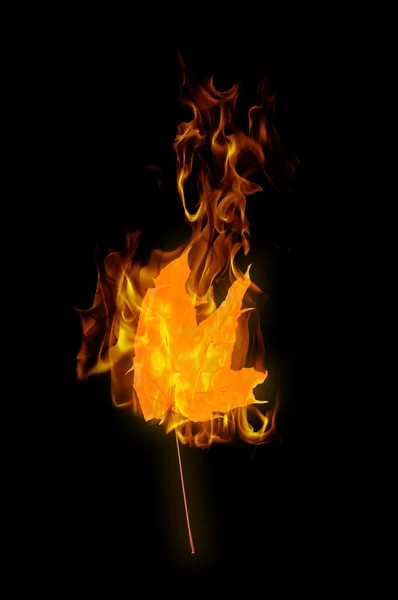 Helles Flammensymbol Auf Schwarzem Hintergrund — Stockfoto